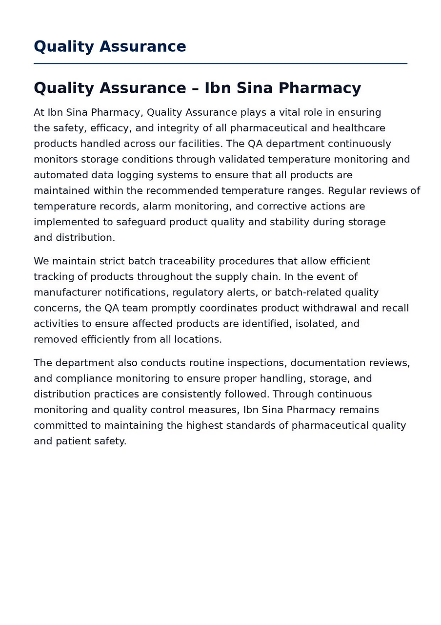 Quality Assurance